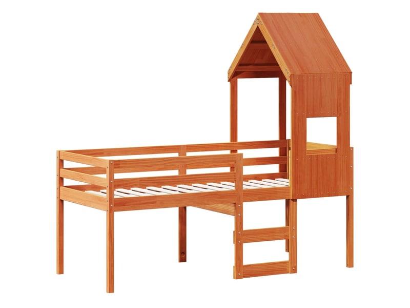  Lit simple- lit adulte -  lit haut sans matelas  marron 90x190 cm bois de pin massif  - Conforama B