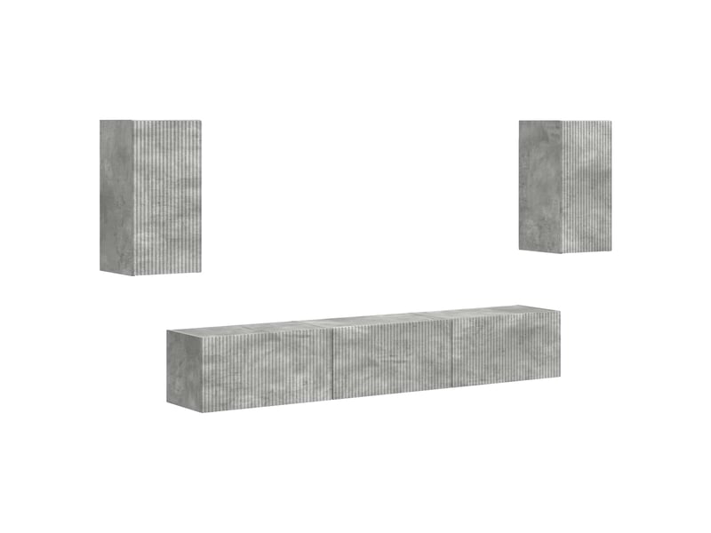  Ensemble meuble tv - banc tv - meuble de rangement 5 pcs gris béton bois d'ingénierie  - Conforama A