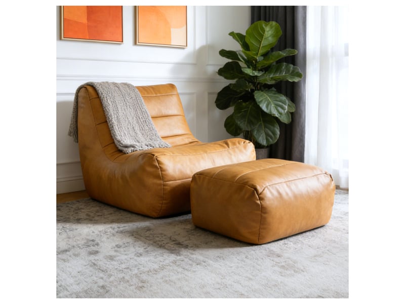 Fauteuil de relaxation,1 place avec repose-pieds,tissu flanelle,marron - Conforama B
