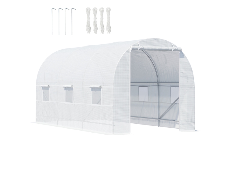  Serre tunnel de jardin 4,5 x 2 x 2 m avec couverture en pe et tubes métalliques, blanche  - Conforama A