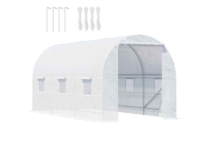  Serre tunnel de jardin 4,5 x 2 x 2 m avec couverture en pe et tubes métalliques, blanche  - Conforama A