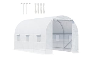 Serre tunnel de jardin 4,5 x 2 x 2 m avec couverture en pe et tubes métalliques, blanche