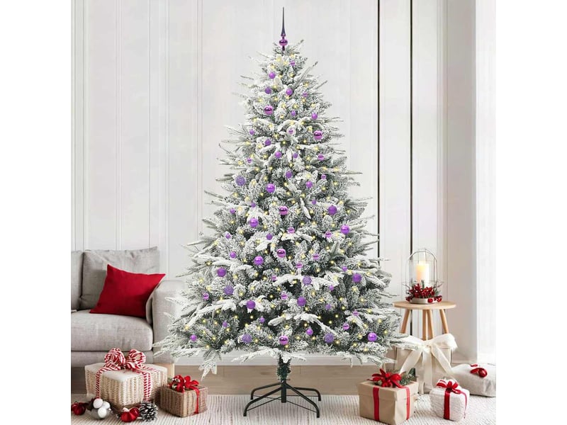 Sapin de noël, arbre de noël artificiel pré-éclairé avec ensemble de boules cf61638 - Conforama B