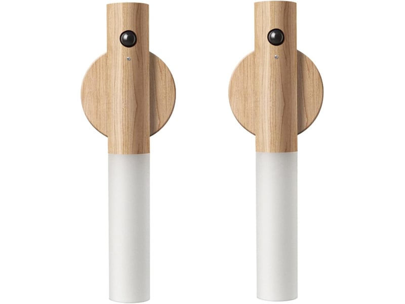  Veilleuse avec détecteur de mouvement en bois, lampe de couloir magnétique, rechargeable (ensemble de deux pièces, bois de frêne, blanc HRC0000103TBY - Conforama A