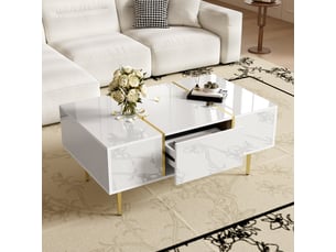 Table basse rectangulaire coloris blanc <strong></strong> <strong></strong> - 60 cmx100 cm