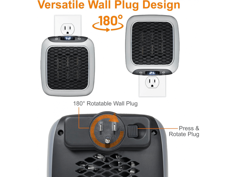  Chauffage soufflant intelligent en céramique avec chauffage électrique mural, 400 w, gris argenté FC-ZLS-04819MF - Conforama E