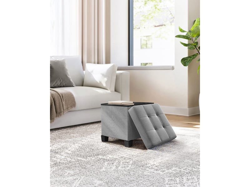  Pouf - leobert - gris clair - 38 x 38 x 40 cm  - Conforama C