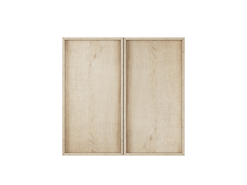Meuble haut salle de bain mural effet chêne, placard double porte sans poignée, rangement - Conforama A