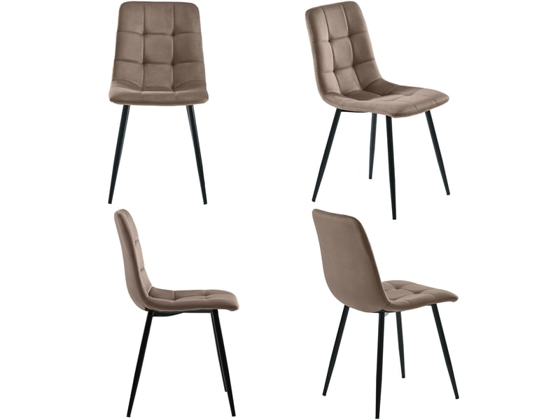  Ensemble table à manger avec 4 chaises, table à manger rectangulaire blanche effet marbre, 117 x 68 cm, pieds dorés  - Conforama D