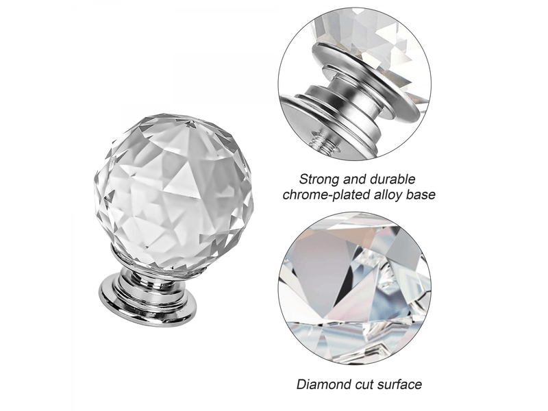 Bouton de tiroir diamant 12 pièces bouton sphérique pour meubles diamant, poignée pour meubles avec 2 tailles de vis, pour tiroirs d'armoires  - Conforama D