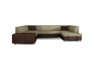 Canapé panoramique en u beige et chocolat convertible 6 places havane assise mousse t30