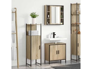 Ensemble de mobilier de salle de bain 3 pièces marron cf64487