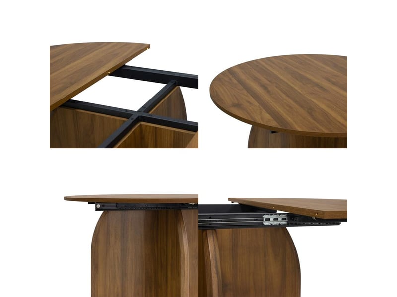  Table à manger ronde extensible 110150cm en mdf finition noyer zelie ZELIE - Conforama D
