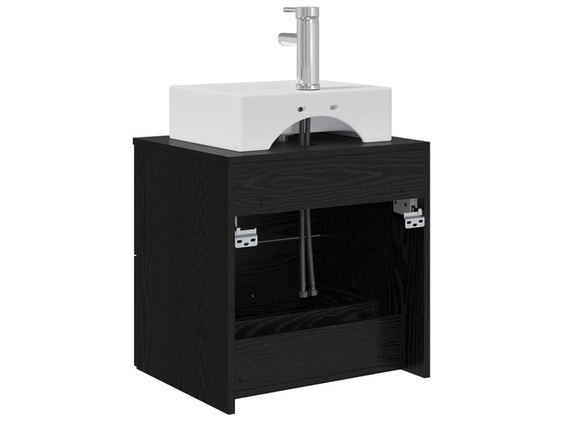  Vanité de lavabo mural, meuble de rangement chêne noir 49.5x41x62.5 cm  - Conforama E