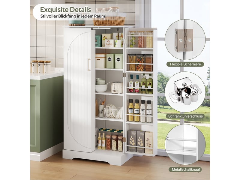 Buffet étroit 60x35x128 cm, meuble de rangement compact pour cuisine avec étagères modulaires - Conforama D