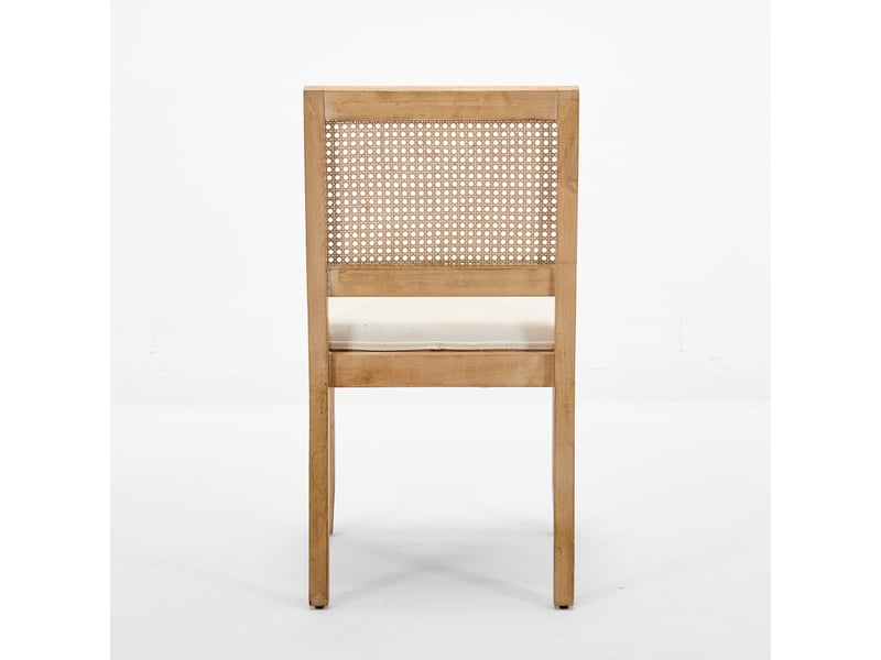  Lot de 2 chaises de salle à manger en lin beige, structure en bois CA2883BG - Conforama B