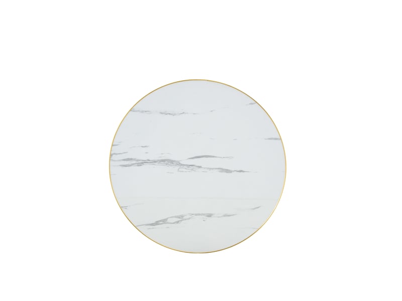  Table basse ronde avec plateau effet marbre et bord doré, style moderne, pour salon, chambre et balcon  - Conforama E