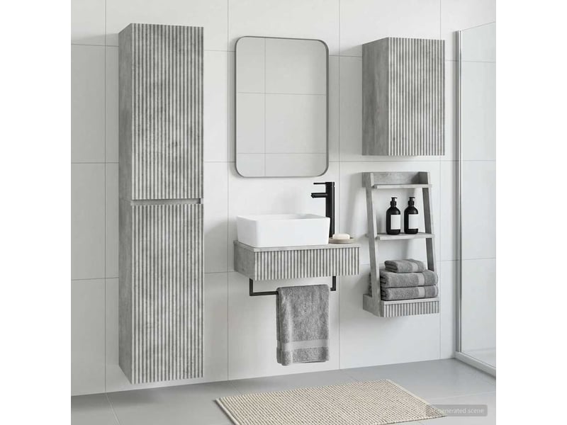 Ensemble de mobilier de salle de bain 3 pc gris béton cf64385 - Conforama B