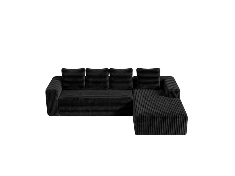  Canapé d'angle, canapé modulable, en velours tricoté, noir, assise profonde, style cloud, pour salon, version gauche, chambre  - Conforama W