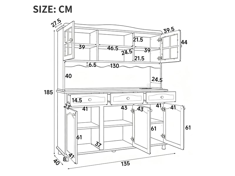  Buffet de cuisine 135 cm avec rangements et prises evryae  - Conforama E