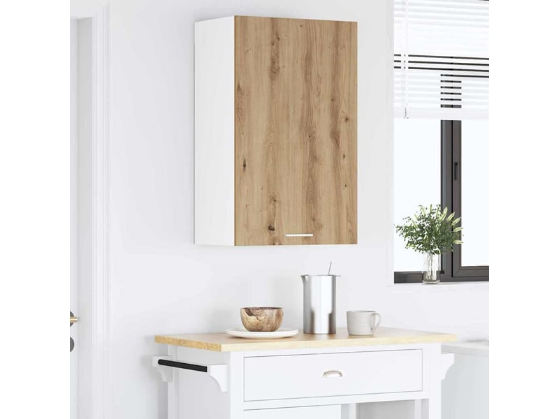  Meuble de rangement cuisine, armoire suspendue chêne artisan et blanc 50x31x80cm  - Conforama D