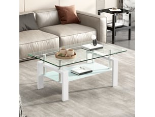 Table basse rectangulaire coloris blanc MEUBLIV  - 60 cmx100 cm