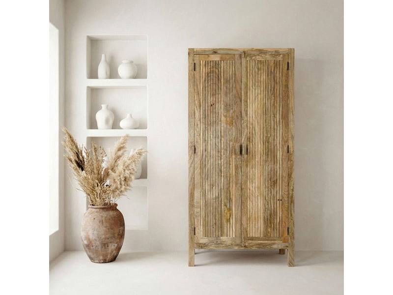 Finebuy armoire en manguier massif naturel 187cm - armoire de salon haute - armoire polyvalente style campagne - armoire à 2 portes - armoire design en bois massif faite à la main  - Conforama C