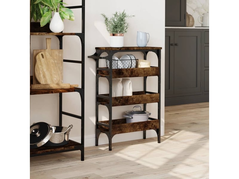  Chariot de cuisine, chariot de rangement chêne fumé 53x20x76 cm bois d'ingénierie  - Conforama C