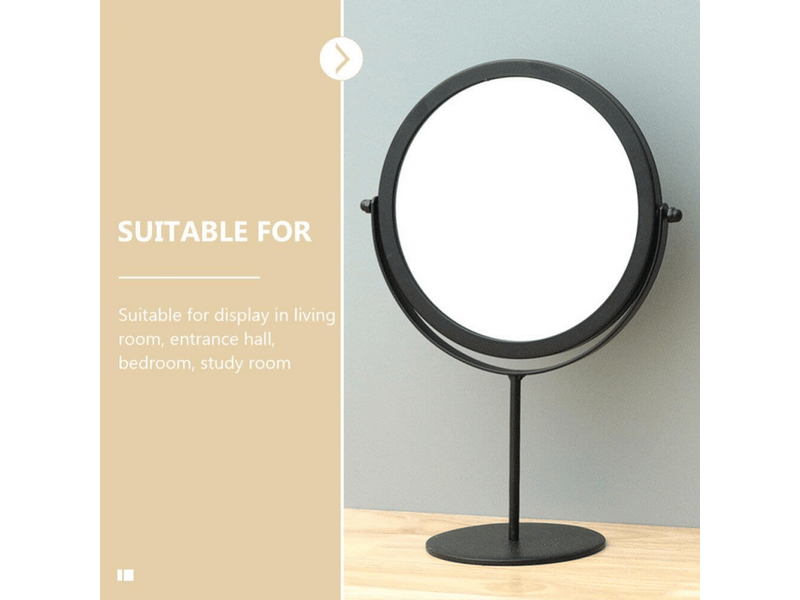 Miroir de bureau, miroir de maquillage, miroir sur pied, angle réglable, fond rond (noir) - Conforama E