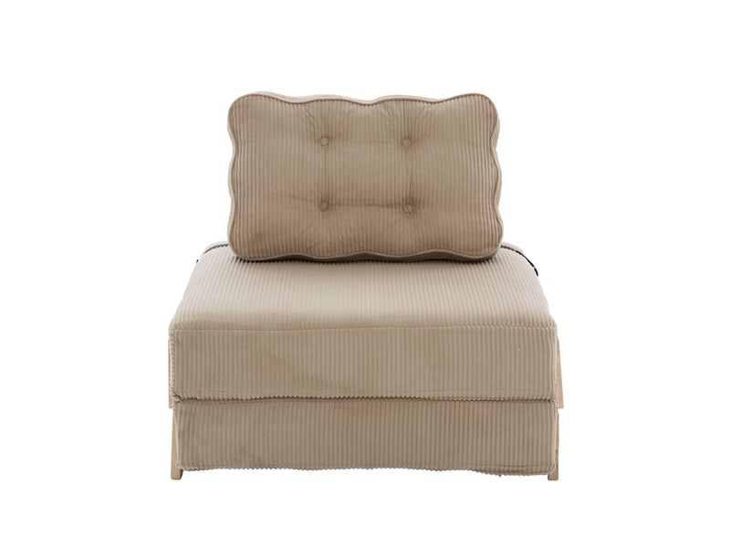  Fauteuil convertible 1 place - 90x86x84cm - chauffeuse pliable en lit d'appoint tissu velours côtelé et bois - kaki  - Conforama A