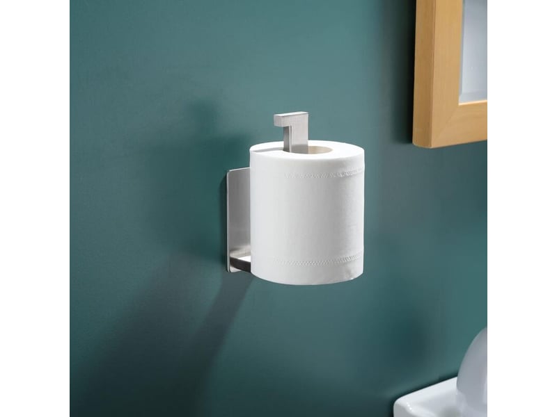  Argenté porte-rouleau de toilette mural en acier inoxydable étanche à l'eau antirouille- adhésif sans perçage  - Conforama C