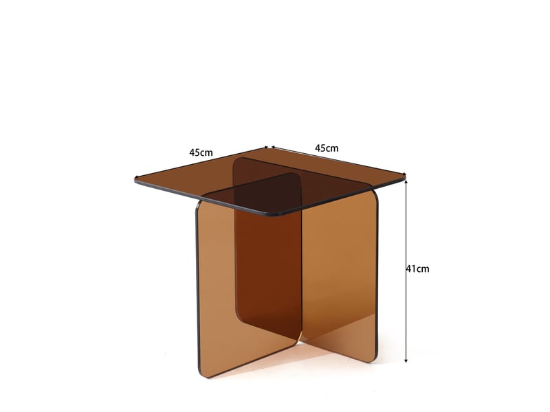  Table d’appoint en verre trempé, surface ouverte polyvalente pour salon, cuisine, bureau ou extérieur, 45 × 45 × 51 cm  - Conforama E