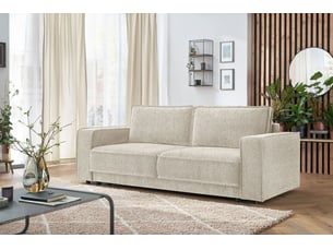 Canapé droit convertible BOBOCHIC EMILE 3 places Tissu blanc avec coffre de rangement