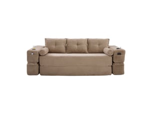 Canapé droit compressé convertible <strong>WISHDOR</strong> <strong></strong> 3 places Velours côtelé beige