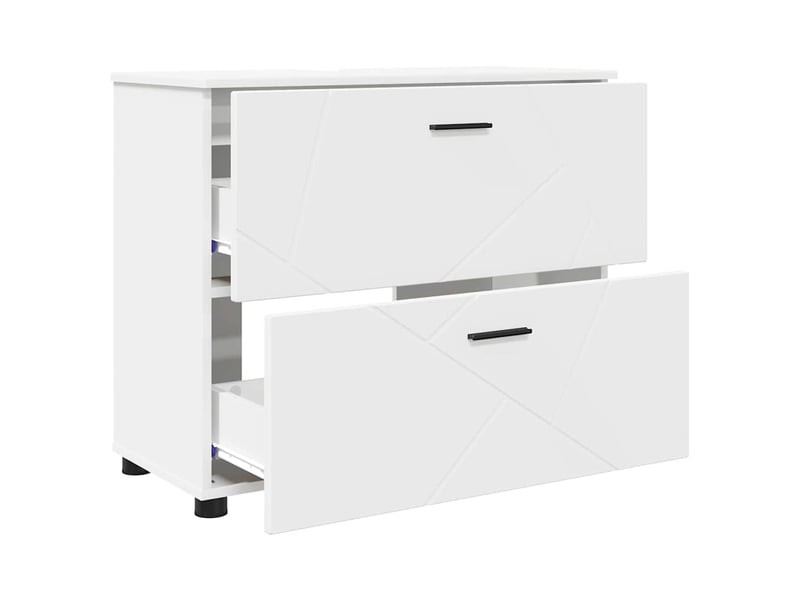  Cabinet de salle de bain, armoire salle de bain avec tiroir blanc 76,5 x 35 x 64 cm cf65229  - Conforama E