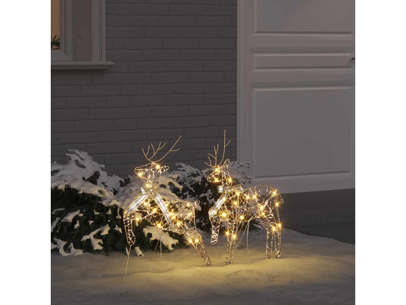  Lot de 2 rennes led, éclairage de noël, décoration de noël 40 led blanc chaud 44 x 18 x 65,5 cm pet cf62075  - Conforama B