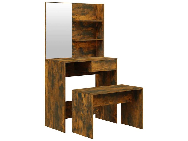  Ensemble de coiffeuse chêne fumé 74,5x40x141 cm  - Conforama A