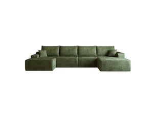 Canapé d’angle modulable à assise profonde sans outils - lpospi - mousse haute élasticité, velours côtelé vert