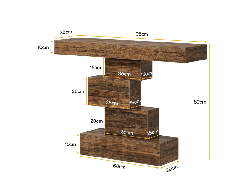  Console 108x30x80 cm brun foncé effet bois à base géométrique  - Conforama C