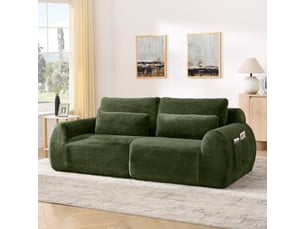Canapé droit fixe <strong></strong> <strong></strong> 2 places Tissu vert avec coffre de rangement