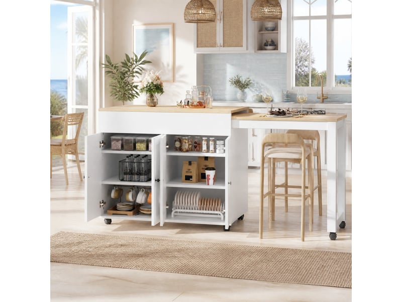 Table bar extensible avec rangement 117-180 x 50 x 94,6 cm en mdf blanc - Conforama B