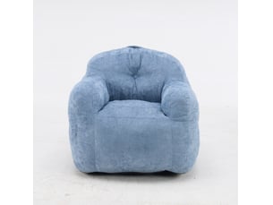 Fauteuil poire avec accoudoirs 95 x 95 x 79 cm – bleu – tissu peluche, mousse déchiquetée, sans montage