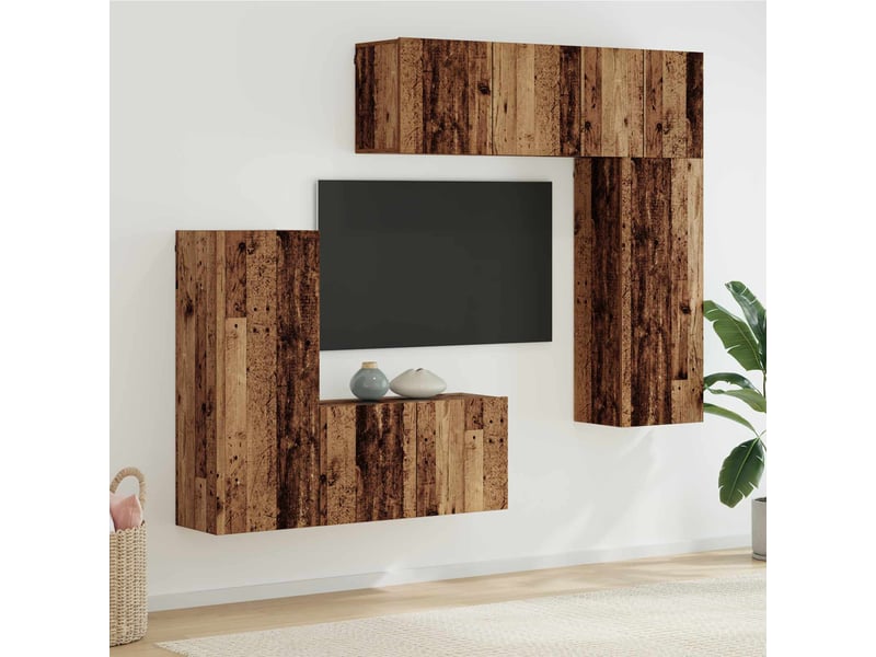  Unité murale de tv 5 pcs bois ancien bois d'ingénierie shl49861  - Conforama B