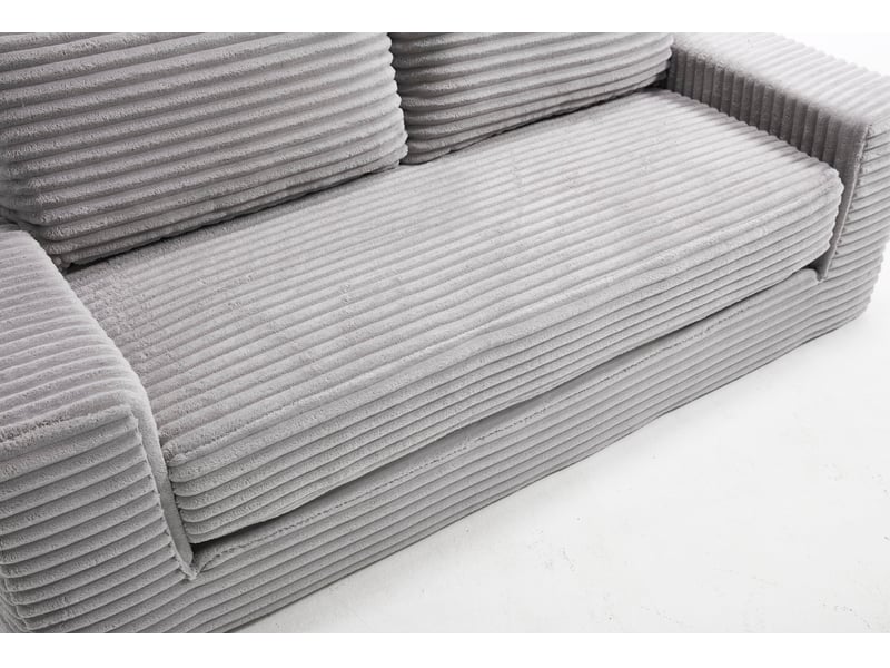  Canapé convertible 2 places 132x85x62 cm gris clair en tissu côtelé, couchage d'appoint pour petits espaces  - Conforama E