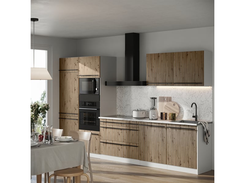  Vicco cuisine, chêne artisanblanc, 340cm plan de travail anthracite  - Conforama C