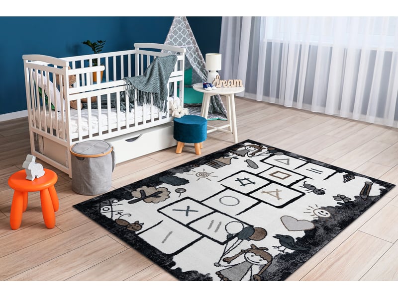 Tapis fun hop pour enfants, la marelle, animaux noir 80x150 cm  - Conforama D
