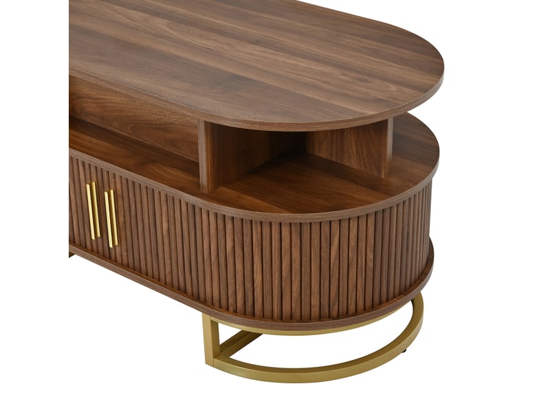  Table basse ovale relevable avec rangements mdf coloris noyer 100 x 50 x 64 cm N621P510329N - Conforama D