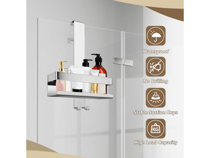  (une seule couche)caddie de douche au-dessus de la porte, support de douche en acier inoxydable, sans perçage  - Conforama C