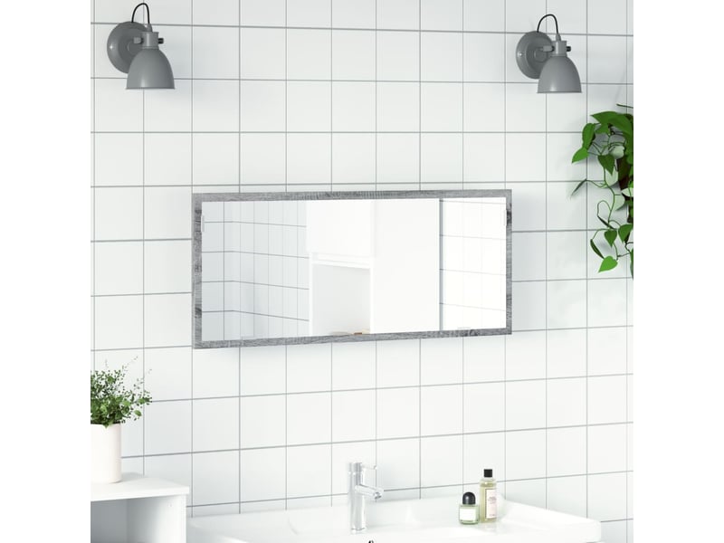 Miroir de salle de bain, miroir de toilette à led sonoma gris bois d'ingénierie cf62519  - Conforama D