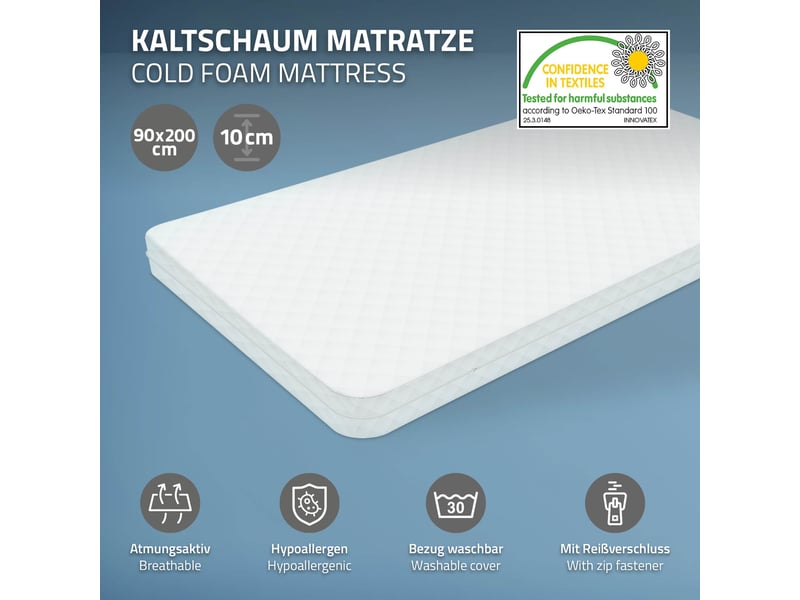  Ml-design lit cabane enfant avec matelas et sommier en bois de pin massif 90x200 cm, naturel, forme de maison avec toit et fenêtre, cadre montessori robuste pour filles et garçons, charge max. 100 kg ECD Germany GmbH - Conforama C